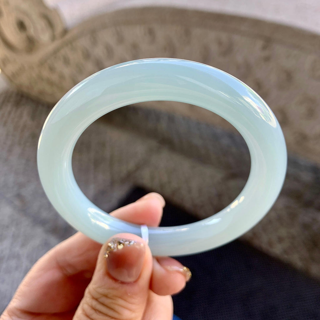 细糯种淡蓝底圆条手镯（53.3mm）（yc273586）