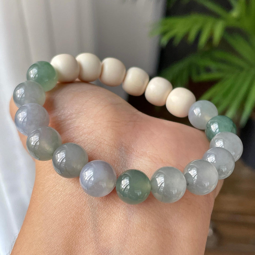 细糯种油青色手串      天然缅甸A货翡翠（yc421333）