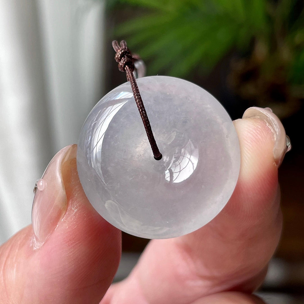 糯冰种无色平安扣吊坠  天然缅甸A货翡翠（yc456969）