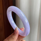 糯冰种紫罗兰翡翠圆条手镯（56mm）（yc204372）