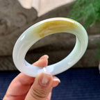 细糯种黄翡正圈平安镯 56.6圈口 天然缅甸A货翡翠（yc371543）