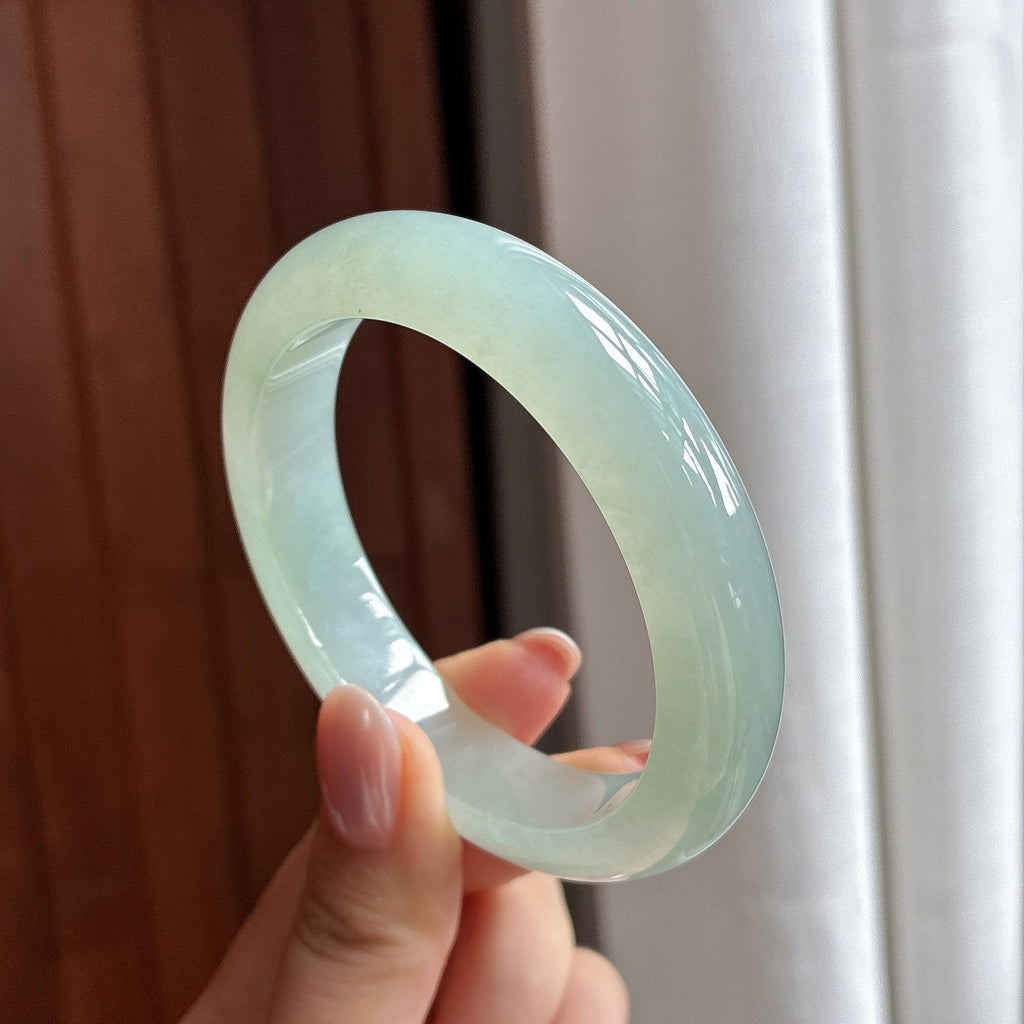 冰种晴底正圈平安镯 55圈 天然缅甸A货翡翠（yc506743）