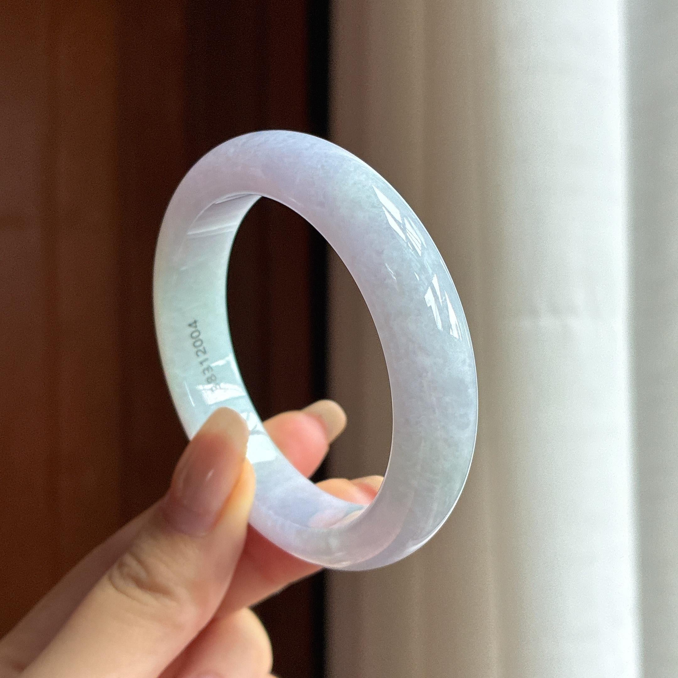 细糯种春带彩正圈平安镯 51圈 天然缅甸A货翡翠（yc455083）