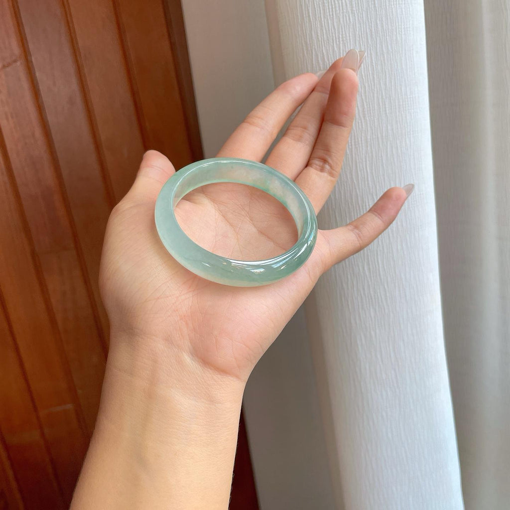 冰种飘花翡翠平安镯（53.5mm）（yc268119）