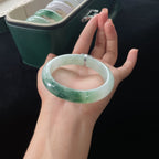 糯种飘花正圈翡翠手镯（56mm）（yc019443）