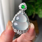 18K金钻镶冰种无色葫芦吊坠（yc255603）