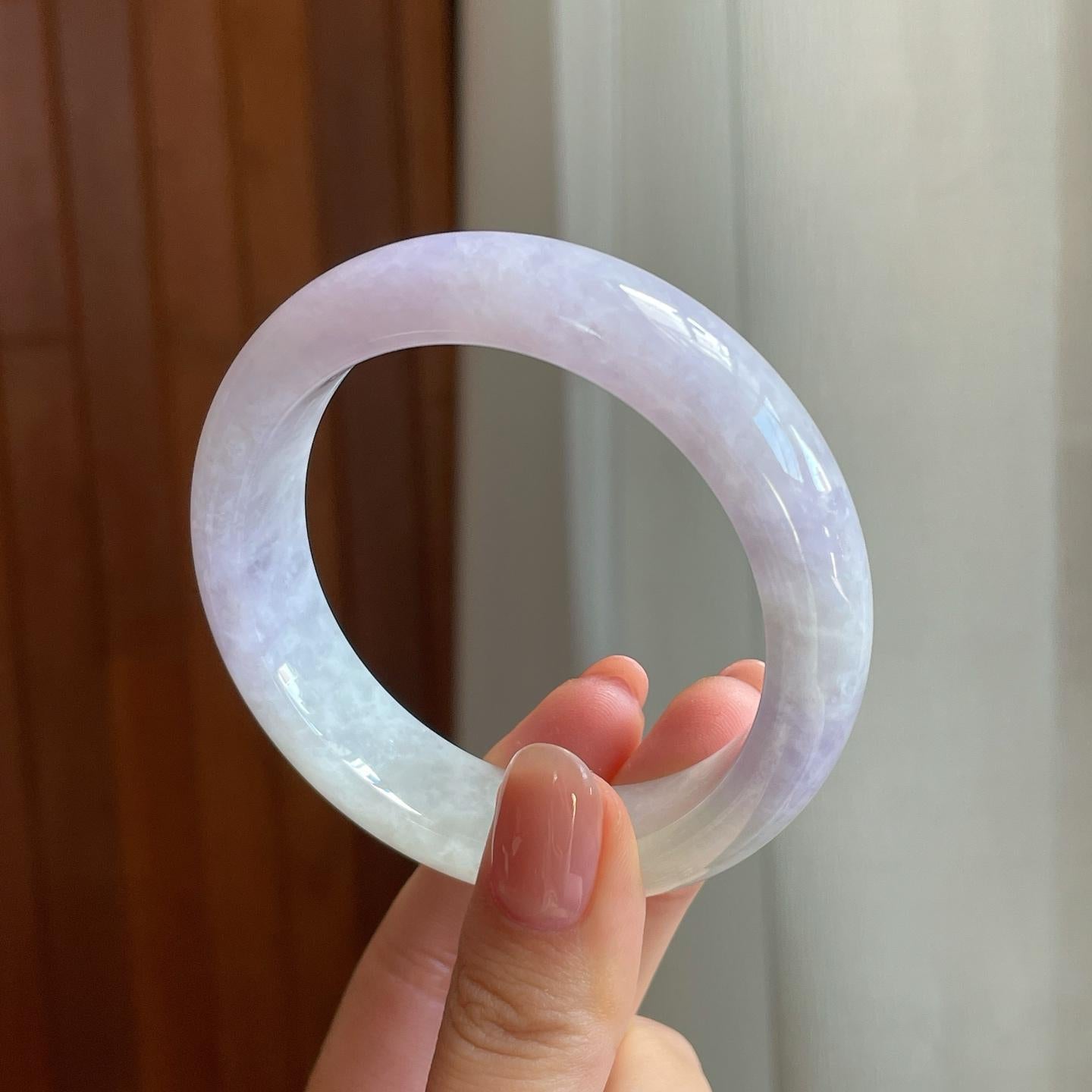 糯冰淡春底带色平安镯（54.7mm)（yc320783）