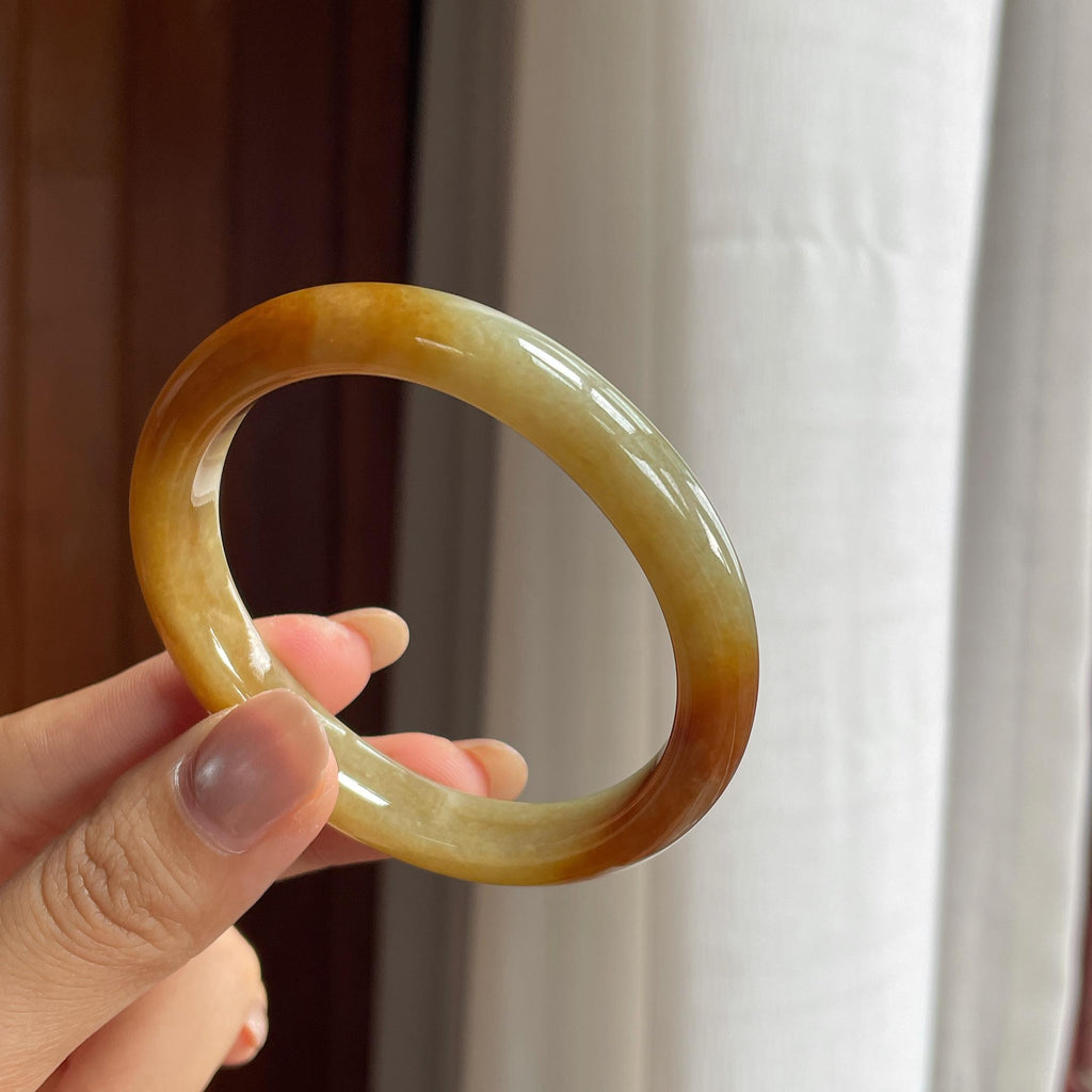糯冰黄翡翡翠贵妃镯(55mm)（yc423155）
