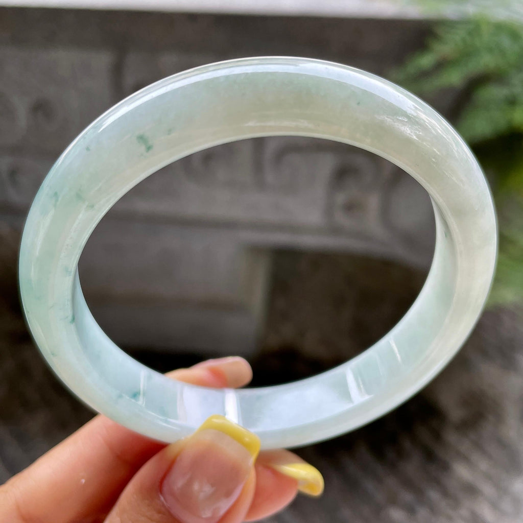 大圈口        细糯种飘花正圈平安镯59圈            天然缅甸A货翡翠（yc389221）