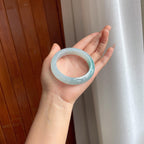 冰种飘绿花翡翠平安镯（56mm）（yc333077）