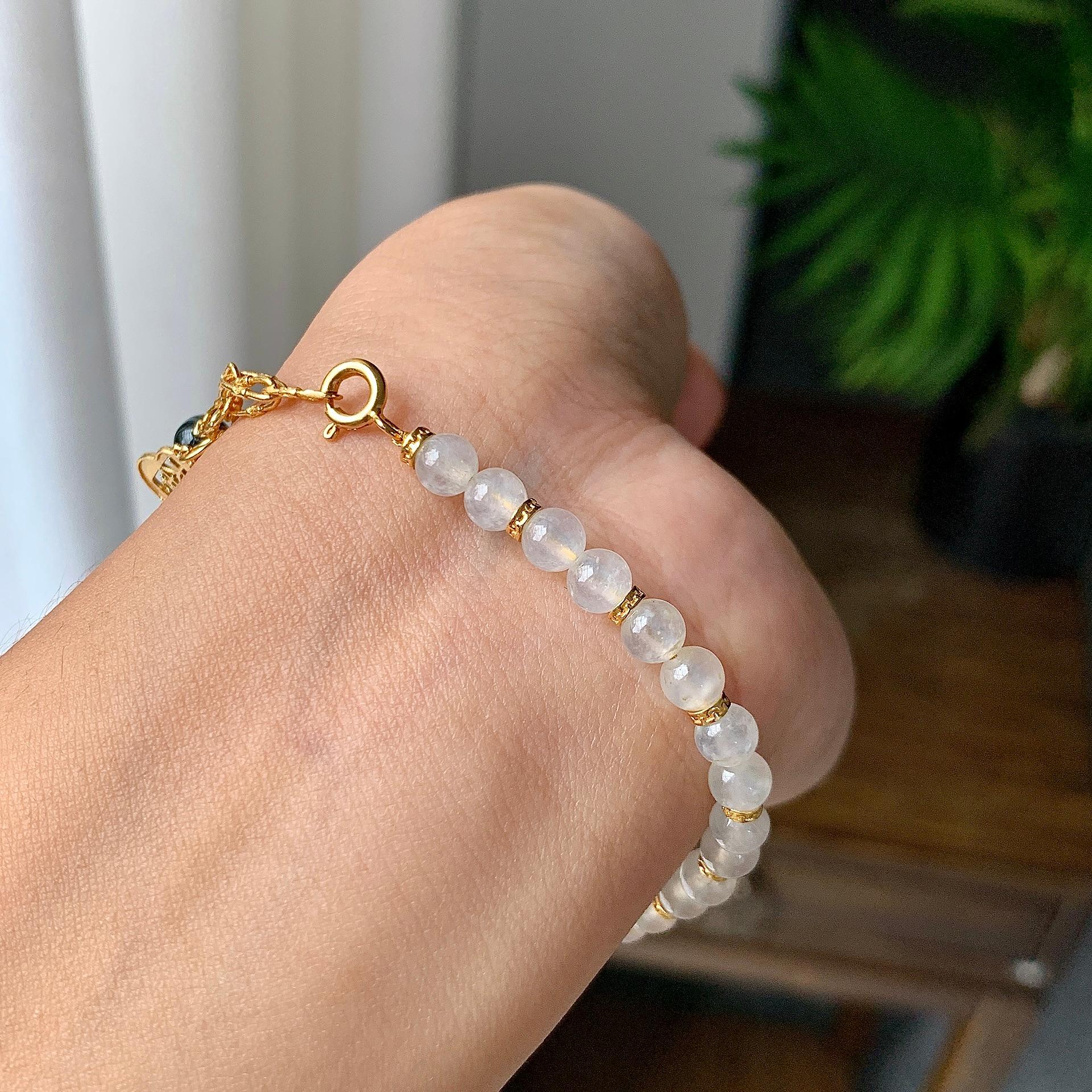 镀金镶细糯种无色手链（yc220688）