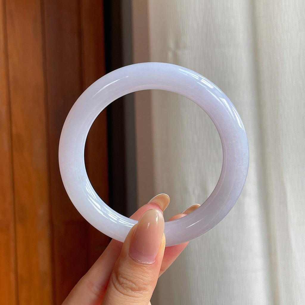 糯冰紫罗兰翡翠圆条手镯（56mm)（yc415548）
