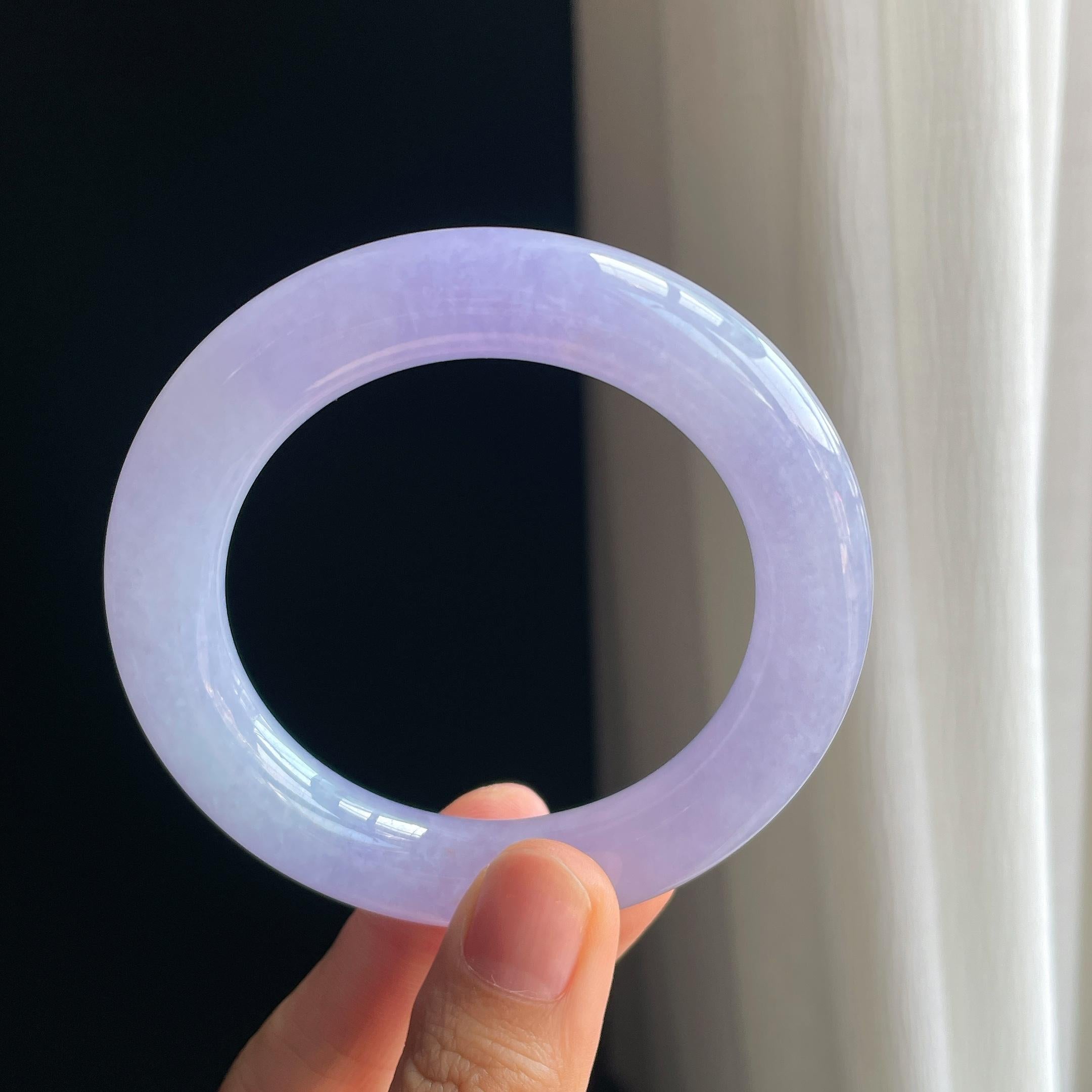 糯冰紫罗兰翡翠圆条手镯（54.8mm)（yc349443）