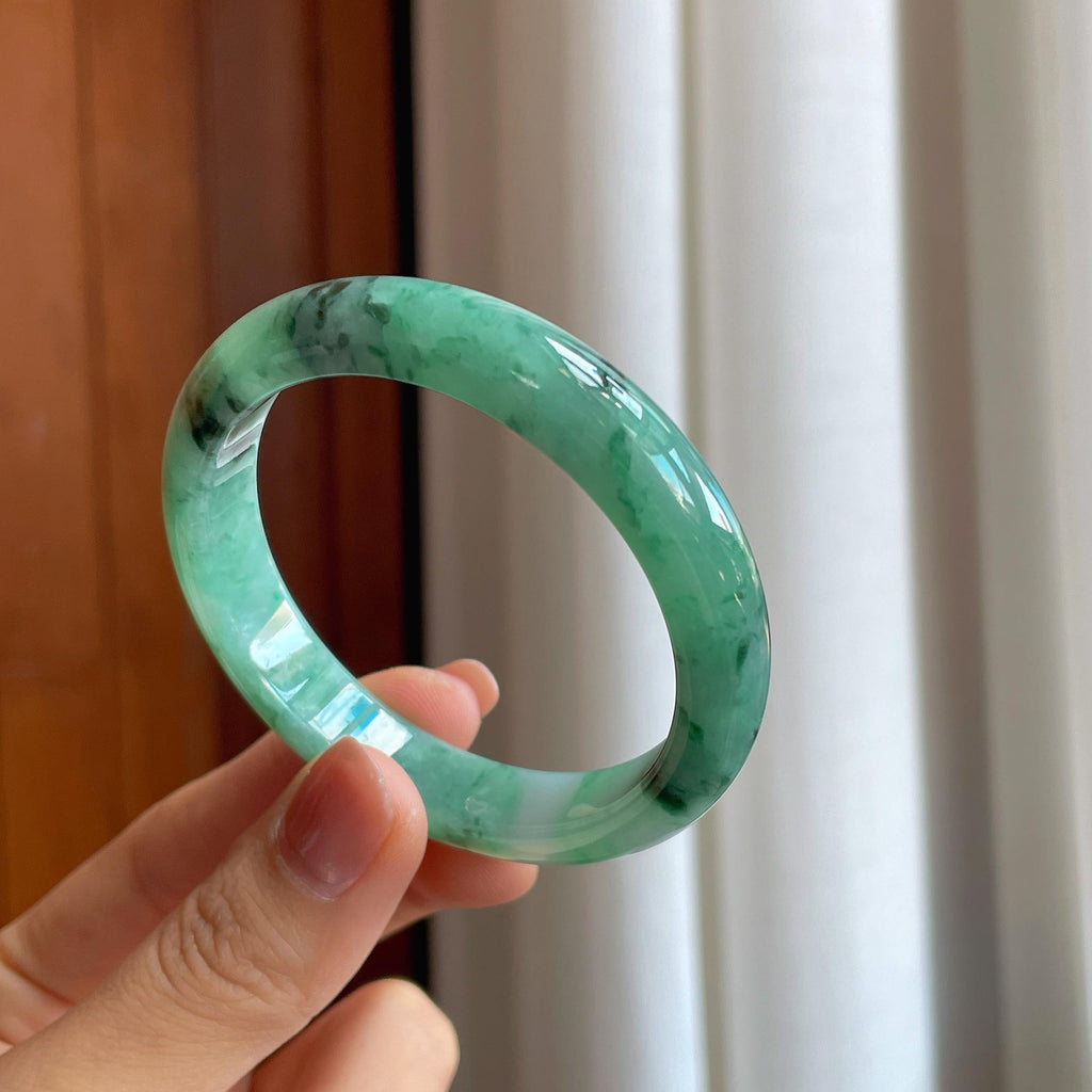糯种翡翠特色平安镯（52mm）（yc284566）