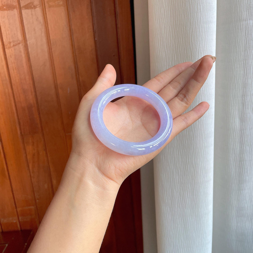 糯冰紫罗兰翡翠圆条手镯（56mm）（yc402779）