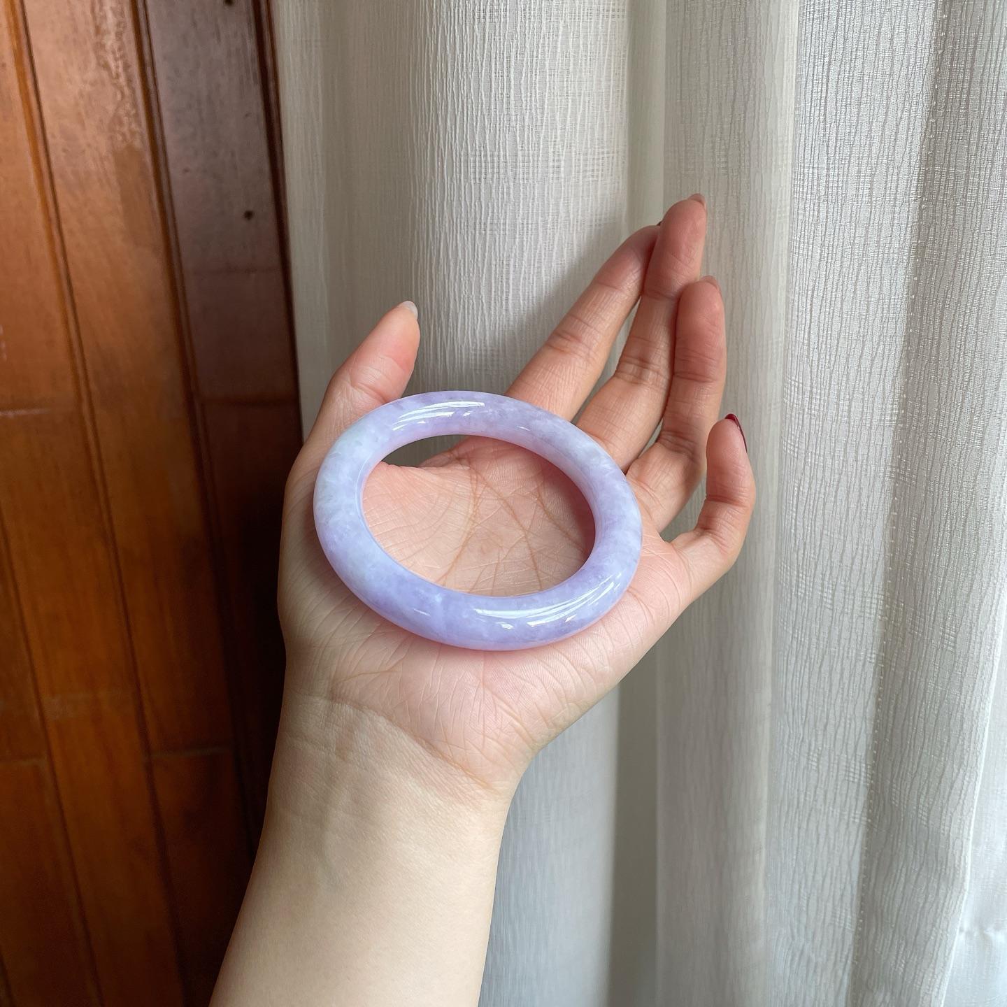 糯冰紫罗兰翡翠圆条手镯（54.6mm）（yc302434）