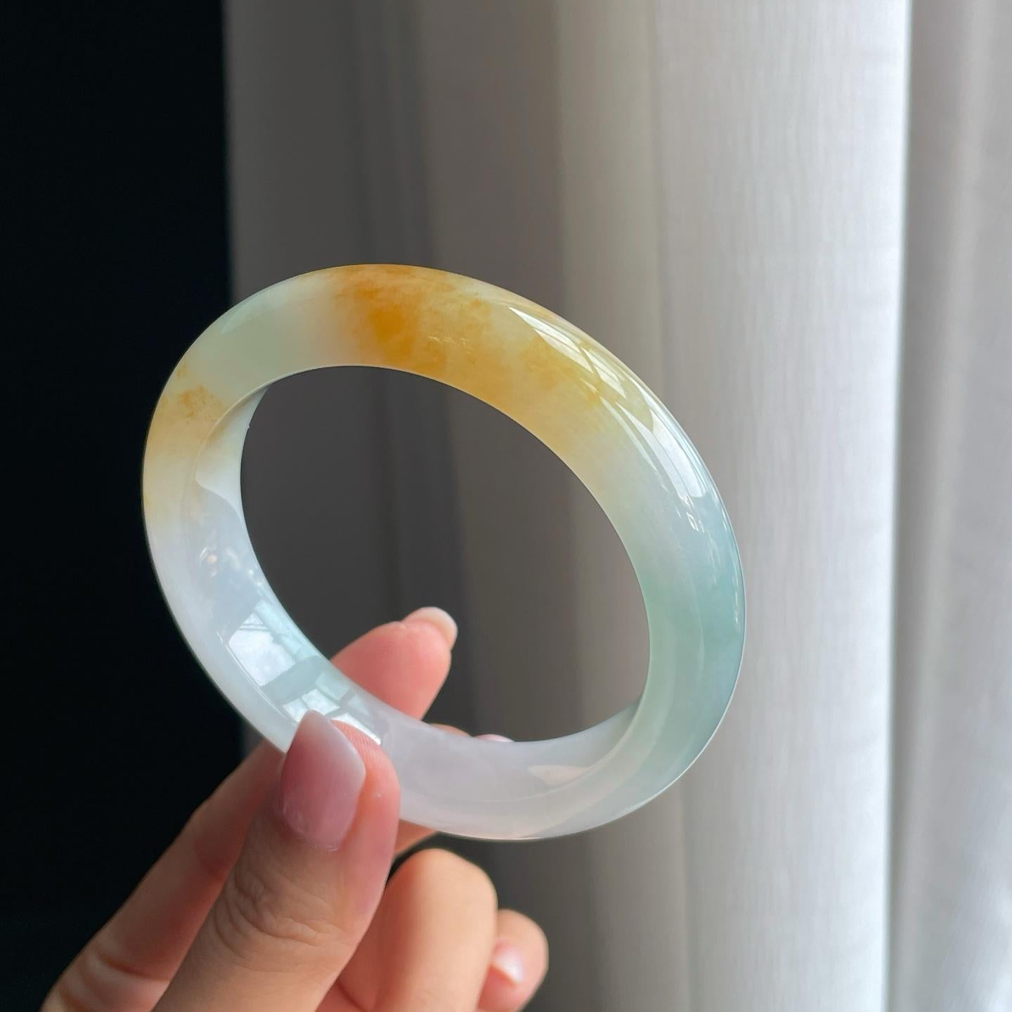 冰种黄翡翡翠平安镯（59.2mm）（yc391395）