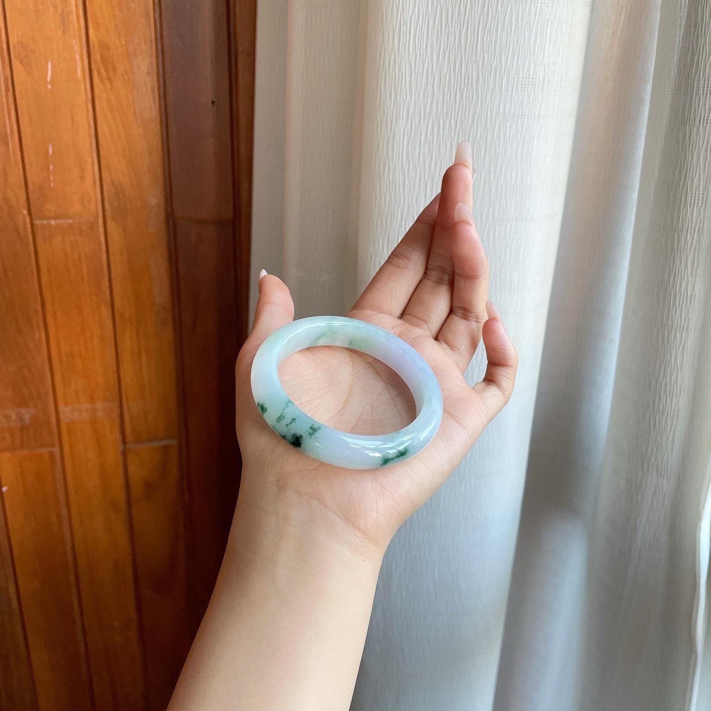 糯冰飘花翡翠平安镯（54.2mm）（yc277406）