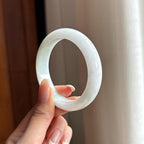 糯冰白底青翡翠平安镯（54mm)（yc396375）