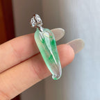 18k金钻镶冰种飘花翡翠福瓜（yc265203）