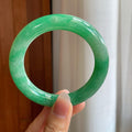 糯冰满绿翡翠圆条手镯（58mm）（yc312275）