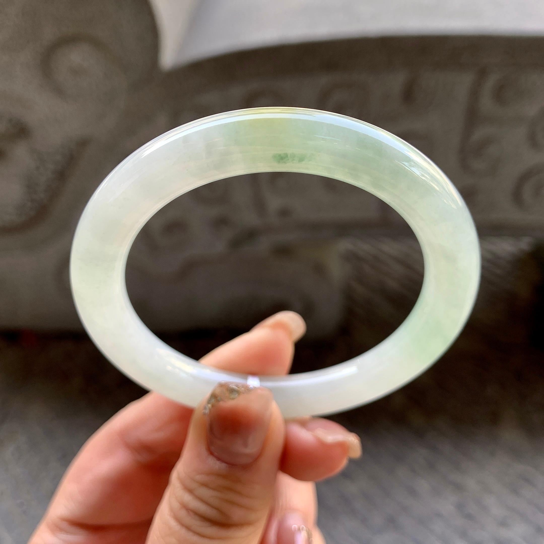 细糯种飘黄翡圆条手镯（51.8mm）（yc296333）