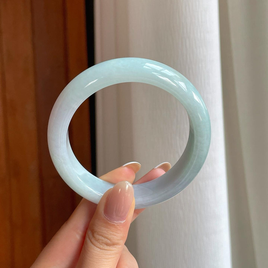 糯冰淡底色宽版翡翠平安镯（56.5mm)（yc376759）