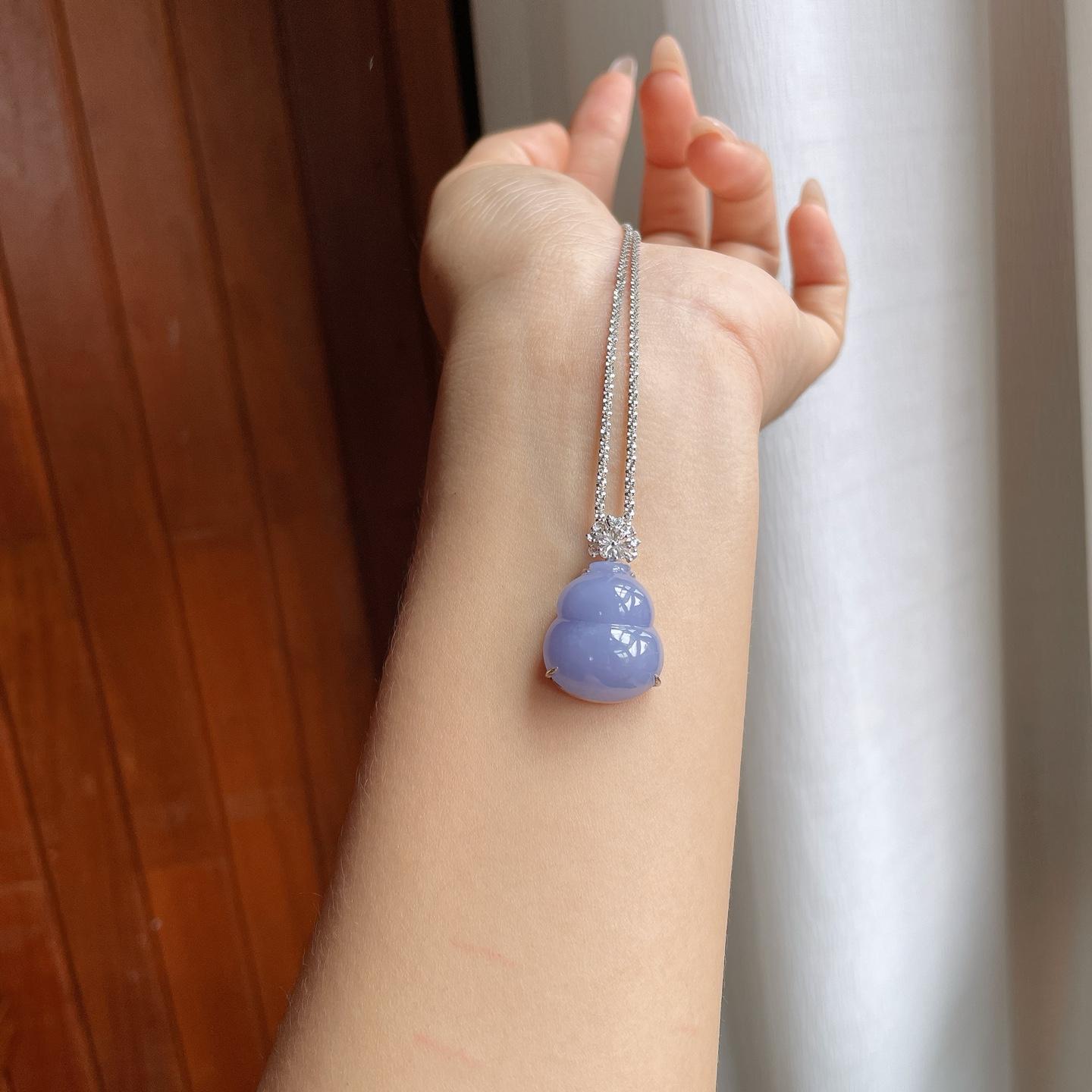 18k金镶糯冰紫罗兰翡翠葫芦（yc240379）