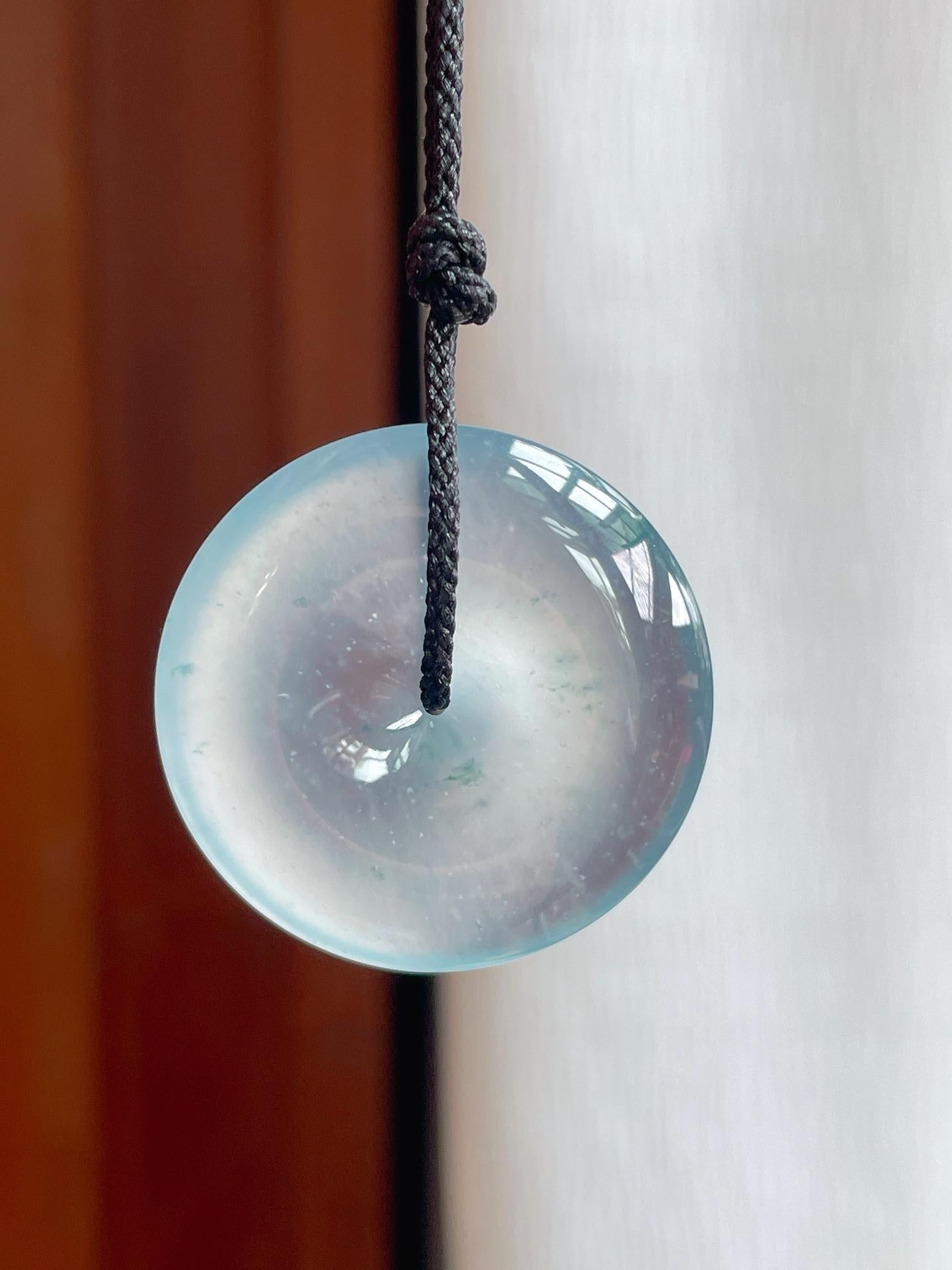 冰种蓝底飘花翡翠平安扣（yc238168）