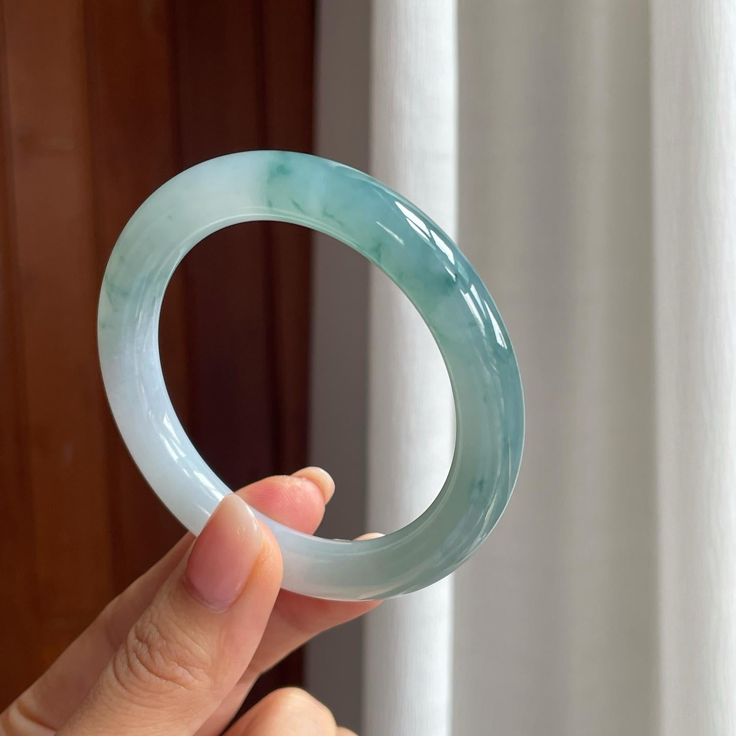 糯冰飘花翡翠圆条手镯（55mm）（yc397228）