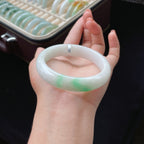 糯冰白底青翡翠手镯（57mm）（yc017177）