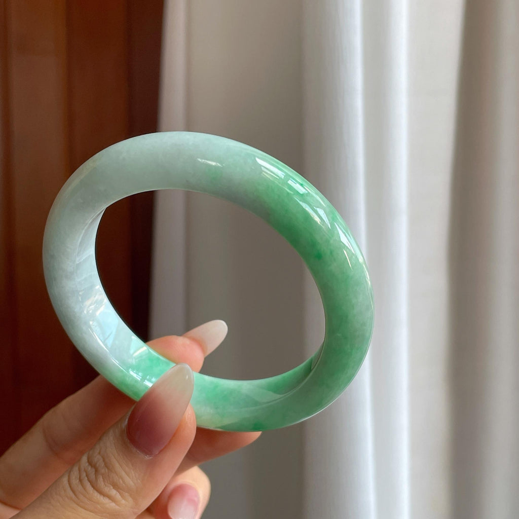糯种带色翡翠平安镯（56.3mm）（yc296384）