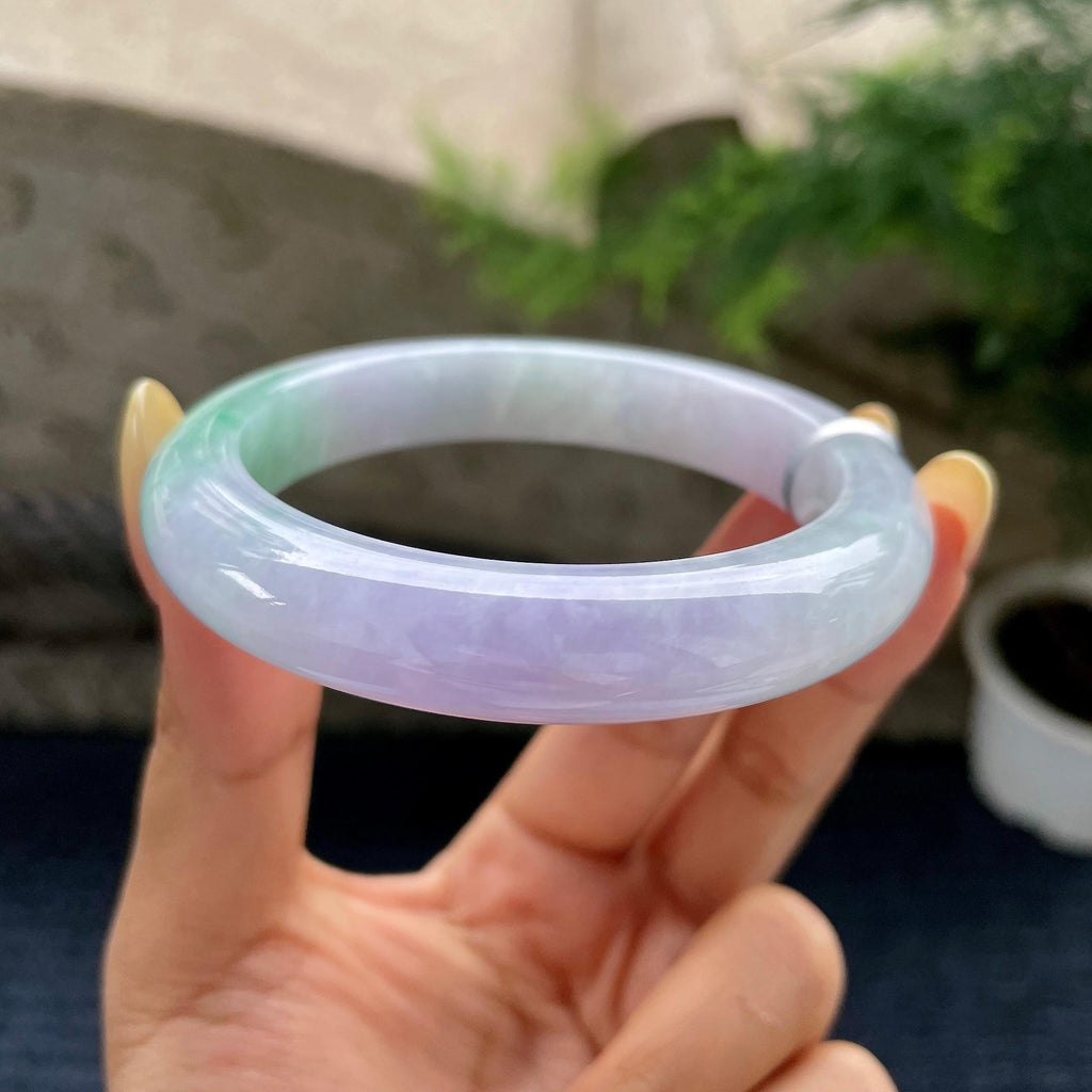 细糯种春彩正圈平安镯58圈 天然缅甸A货翡翠（yc489157）