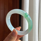 Vòng tay bình an vòng tròn đầy đặn màu sắc đá ngọc băng tuyết 58 vòng Ngọc phỉ thúy tự nhiên loại A Myanmar (yc451496)