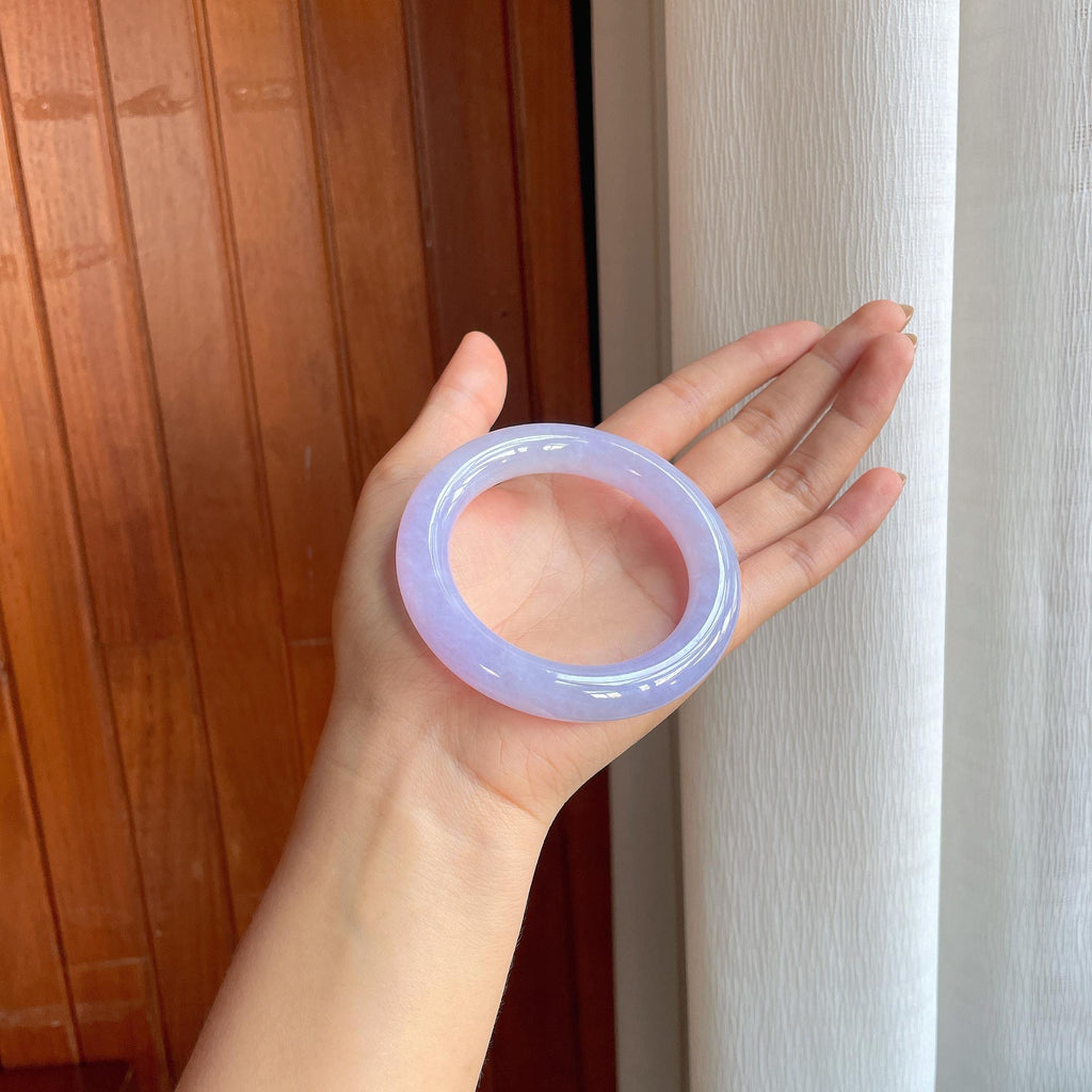 糯冰紫罗兰翡翠圆条手镯（56mm）（yc402779）