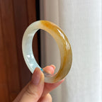 糯冰黄翡翡翠平安镯 52圈（yc425596）