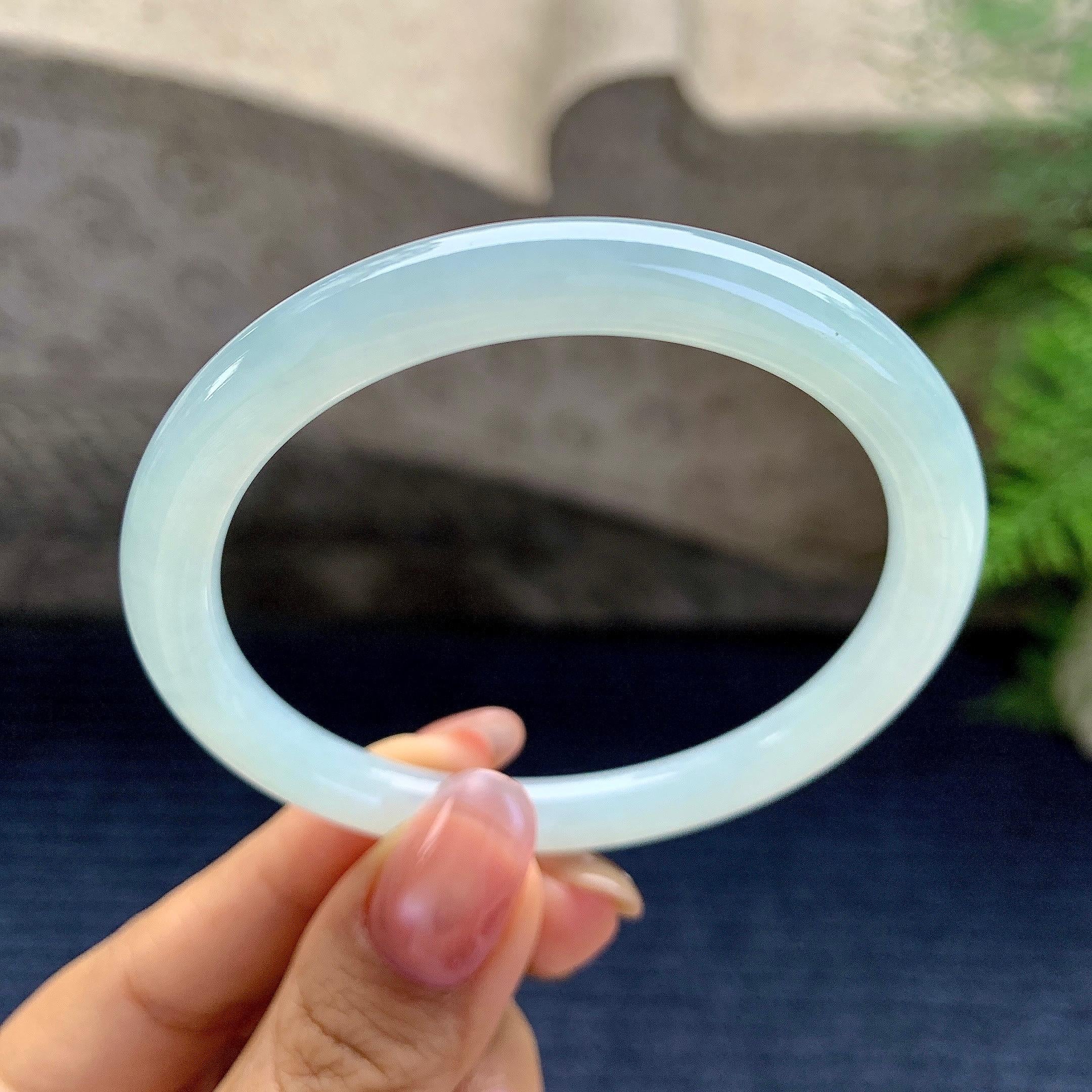 糯冰种晴底圆条手镯（54.6mm）（yc280850）