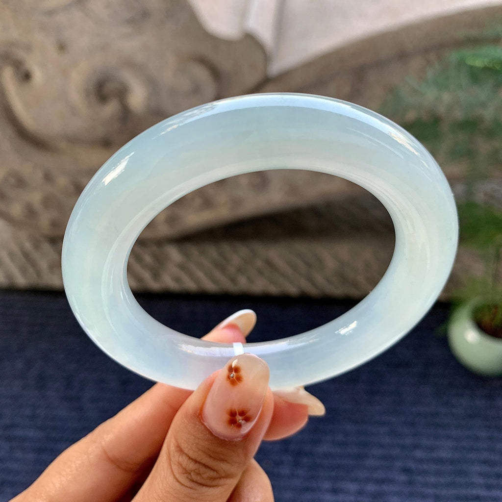 糯冰种带底色圆条手镯（55.4mm）（yc249379）