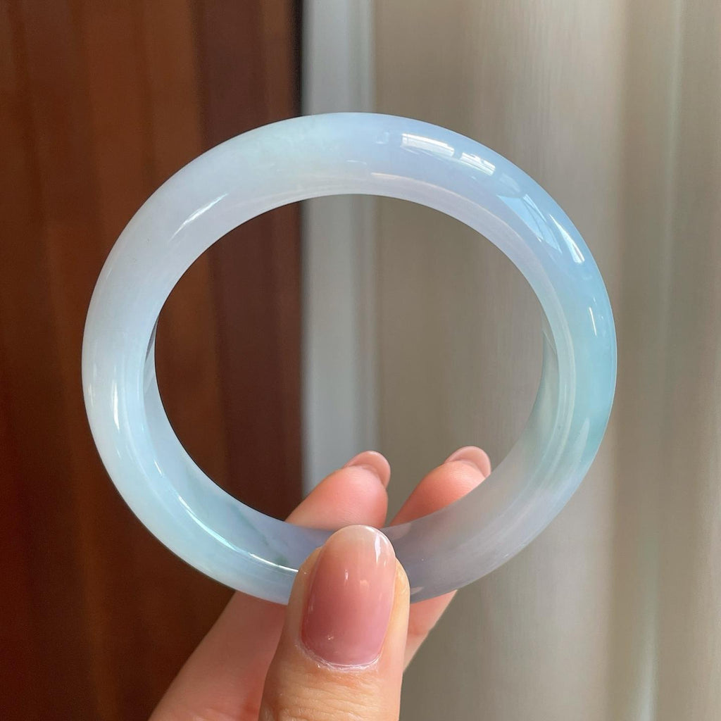 冰种飘花翡翠平安镯（53.2mm)（yc329483）