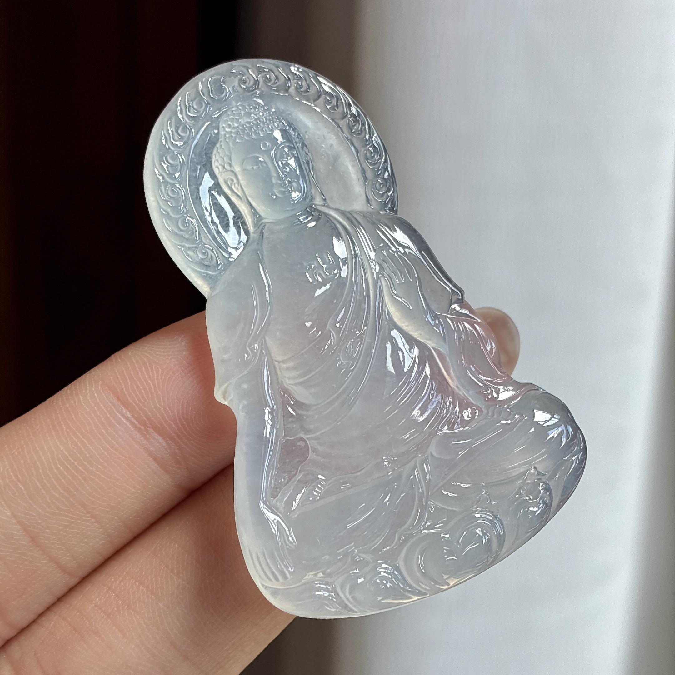 高冰种无色阿弥陀佛 天然缅甸A货翡翠（yc456045）