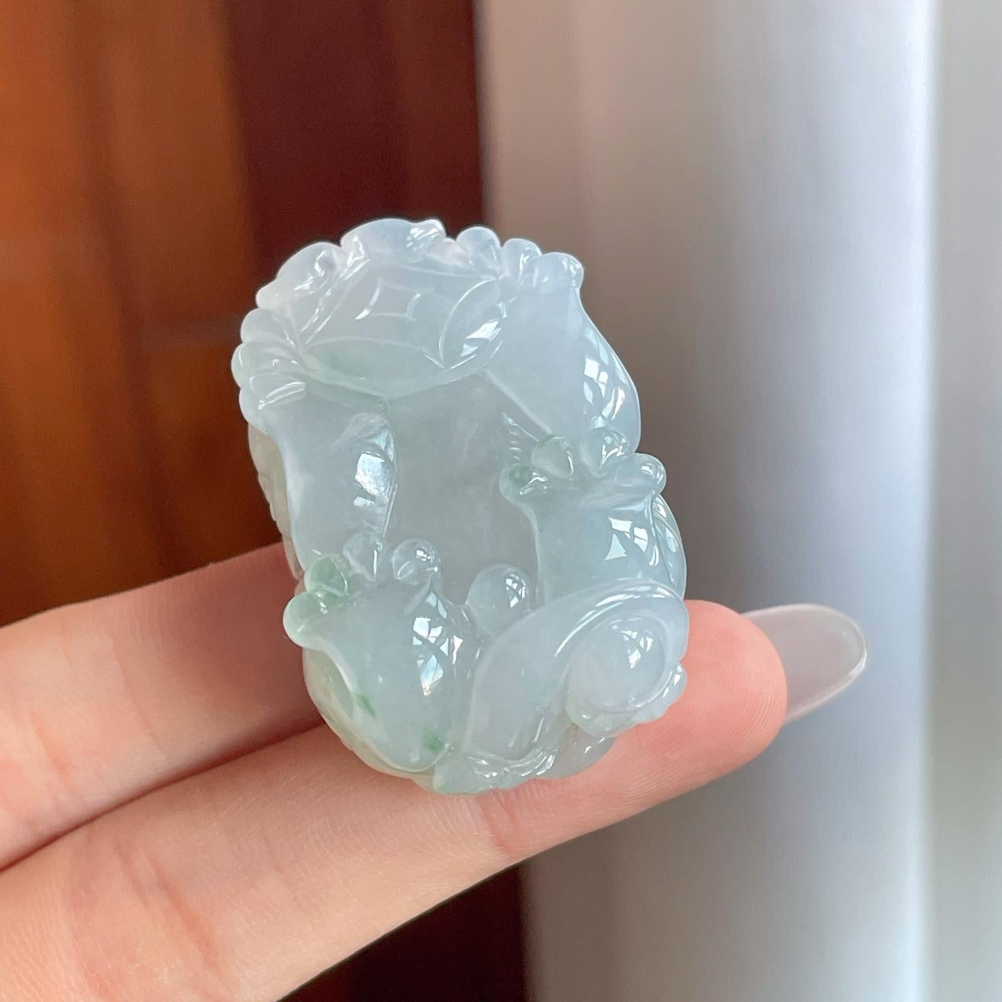 糯冰带飘花翡翠貔貅（yc269025）