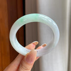 糯冰淡底色翡翠平安镯（53mm)（yc409906）