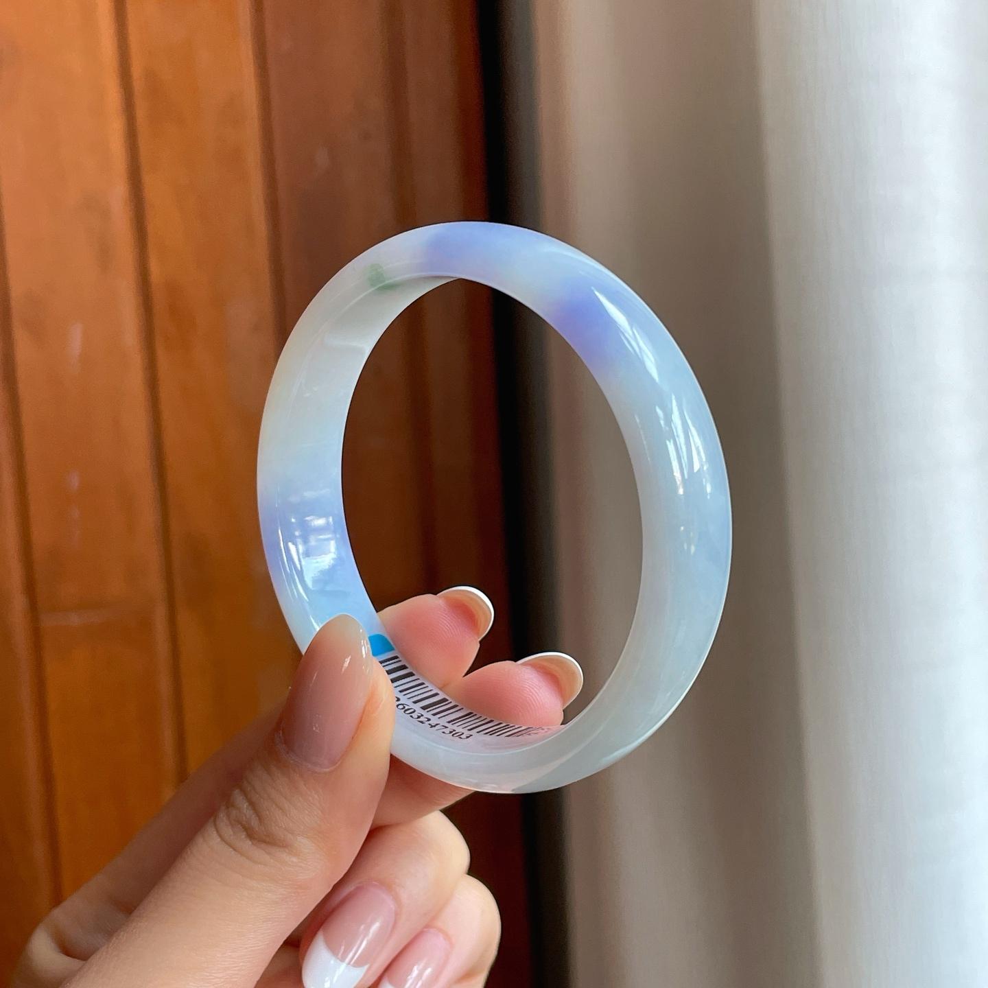 糯冰飘紫翡翠平安镯（55.4mm)（yc373439）