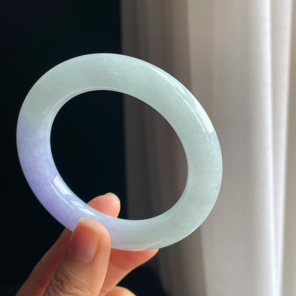 糯冰紫罗兰翡翠圆条手镯（55mm)（yc349385）