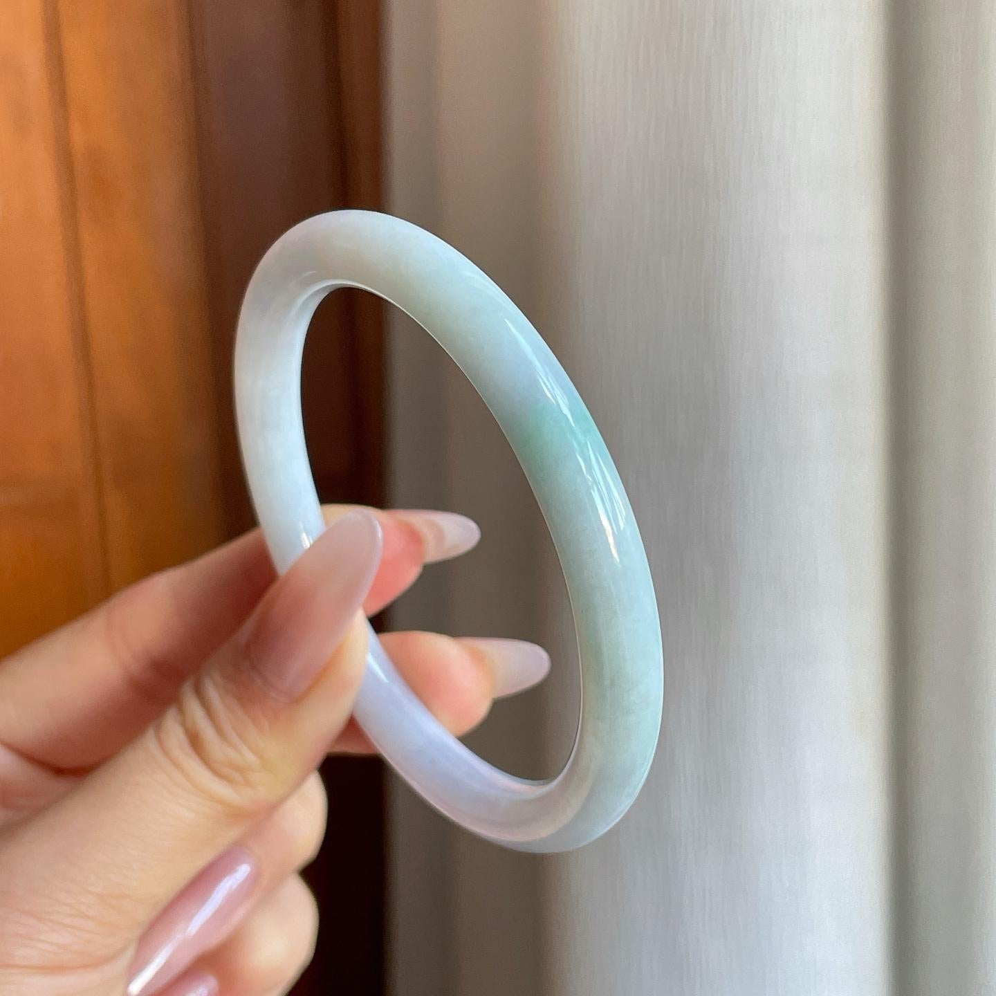 细糯冰飘花翡翠美人条手镯（55.8mm）（yc277415）