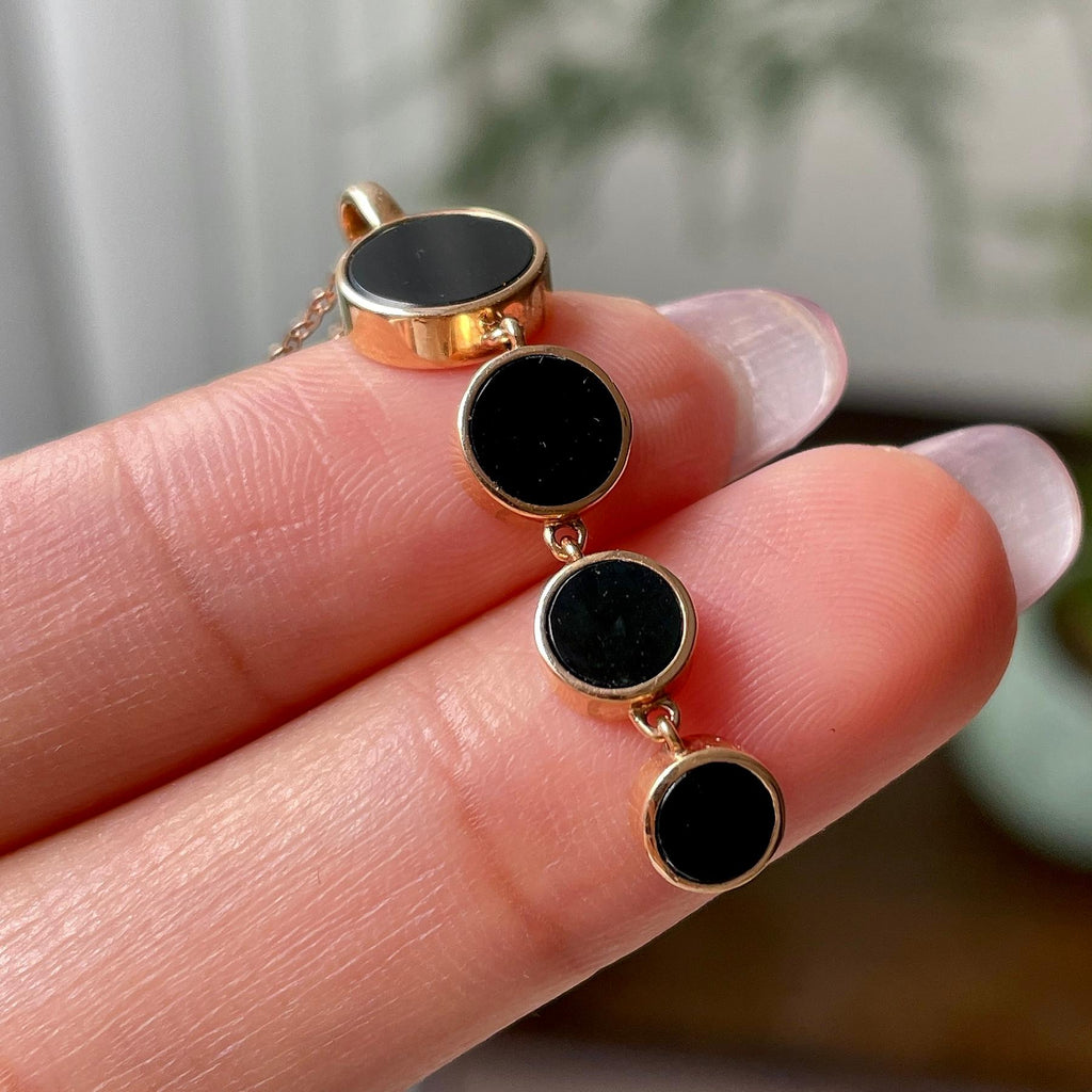 18k金镶细糯种墨翠圆牌项链    天然缅甸A货翡翠（yc332465）