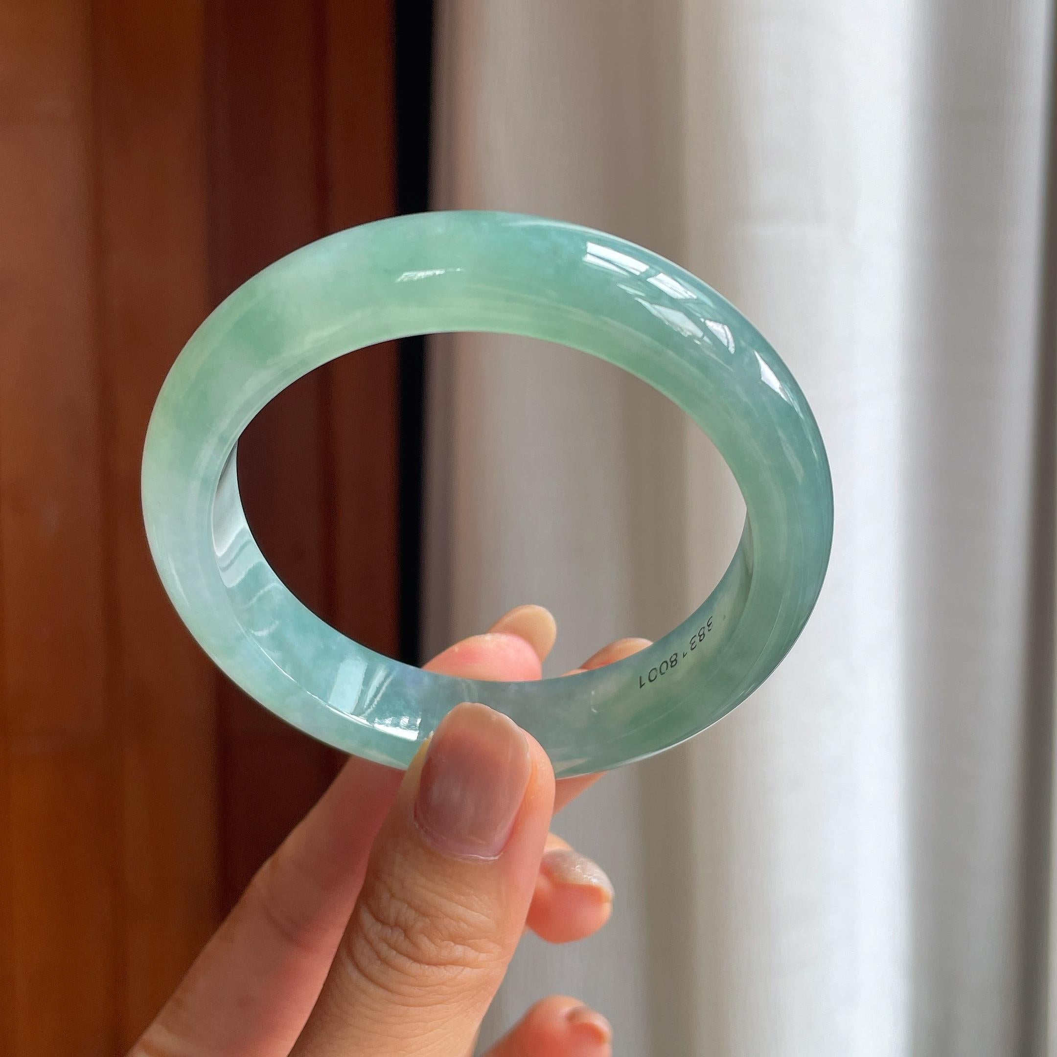 冰种蓝底翡翠平安镯（56.5mm）（yc412135）