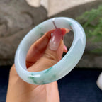细糯种飘花正圈平安镯56.7圈         天然缅甸A货翡翠（yc433532）