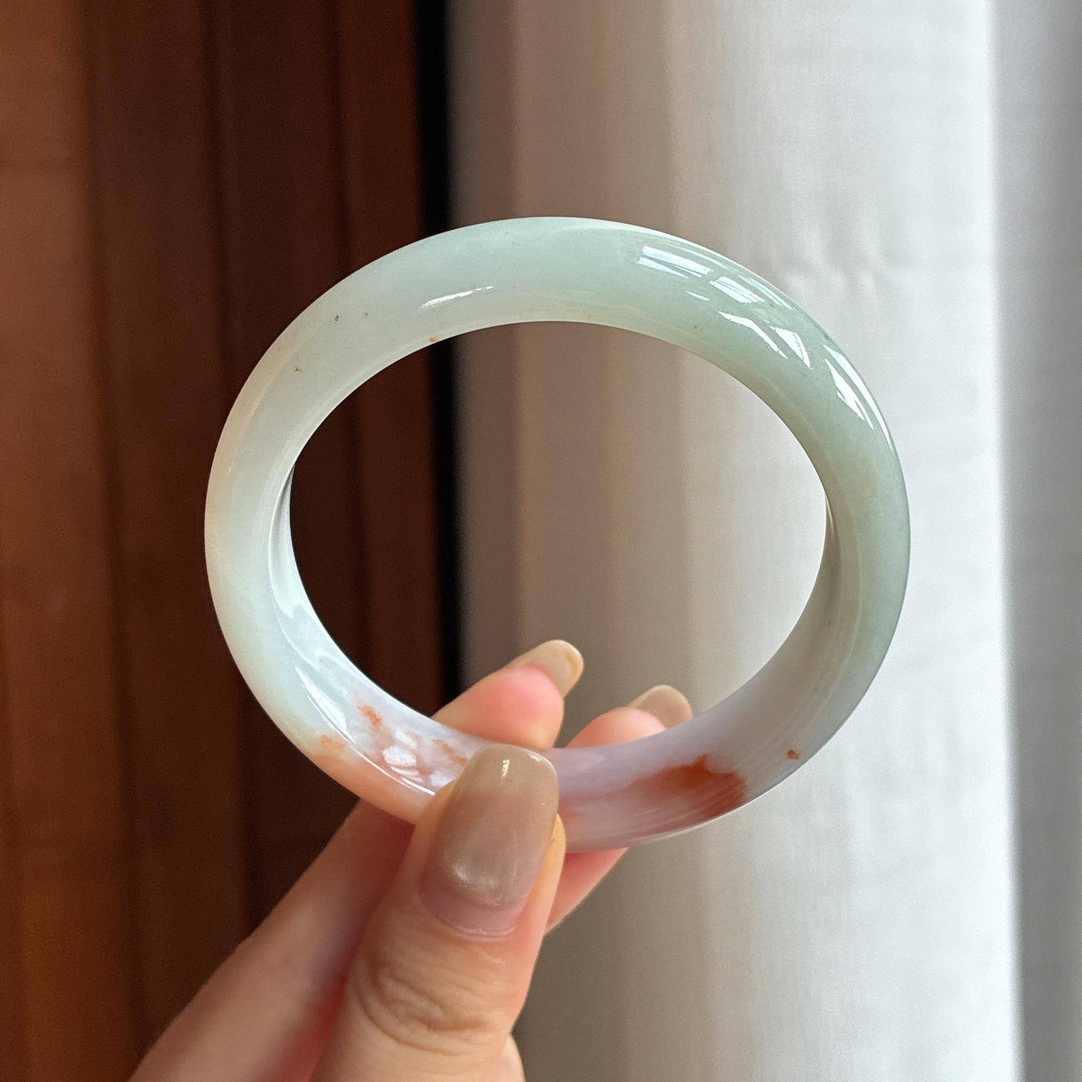 细糯种红翡正圈平安镯 55圈 天然缅甸A货翡翠（yc455132）