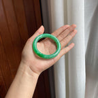 糯冰满绿翡翠圆条手镯（53.5mm）（yc407622）
